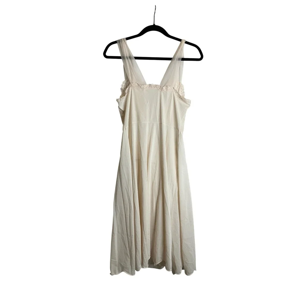 Vintage Vanity Fair Lace Chiffon Nightie Nightgown Bridal Coquette MCM Elegant S